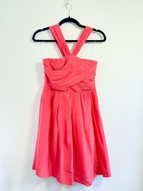 Madewell Broadway & Broome Silk Halter Dress — Flamingo Pink — Size 2